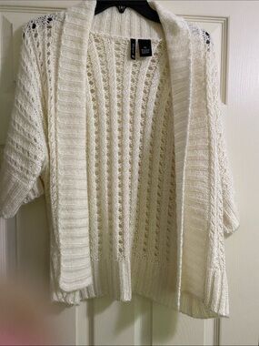 new directions Ivory Open-Knit Women's Cardigan